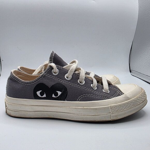 Converse Comme Des Garcons CDG PLAY x Chuck 70 Womens Sz 5 Low Steel Grey Shoes - Picture 12 of 13